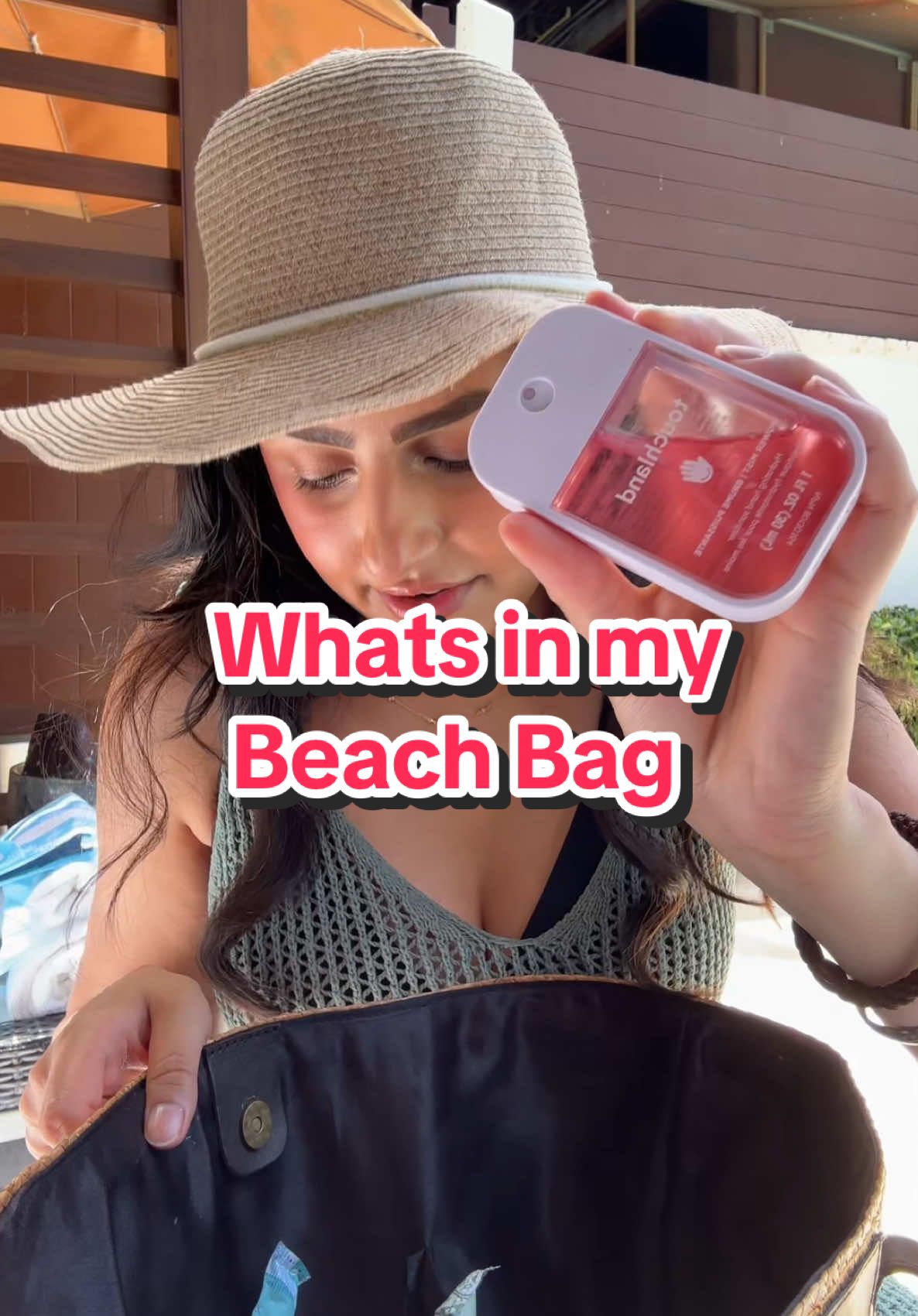 A post by @glambygilly on TikTok caption: What’s in my beach / pool bag ☀️🌴🤣 #poolbag #beachbag #beachbagessentials #whatsinmybag #whatsinmypurse #miamibeach #thesetai  @touchland @Kopari Beauty @Neutrogena Canada @LOCCITANE @YSL Beauty @makeupforever @Pampers 