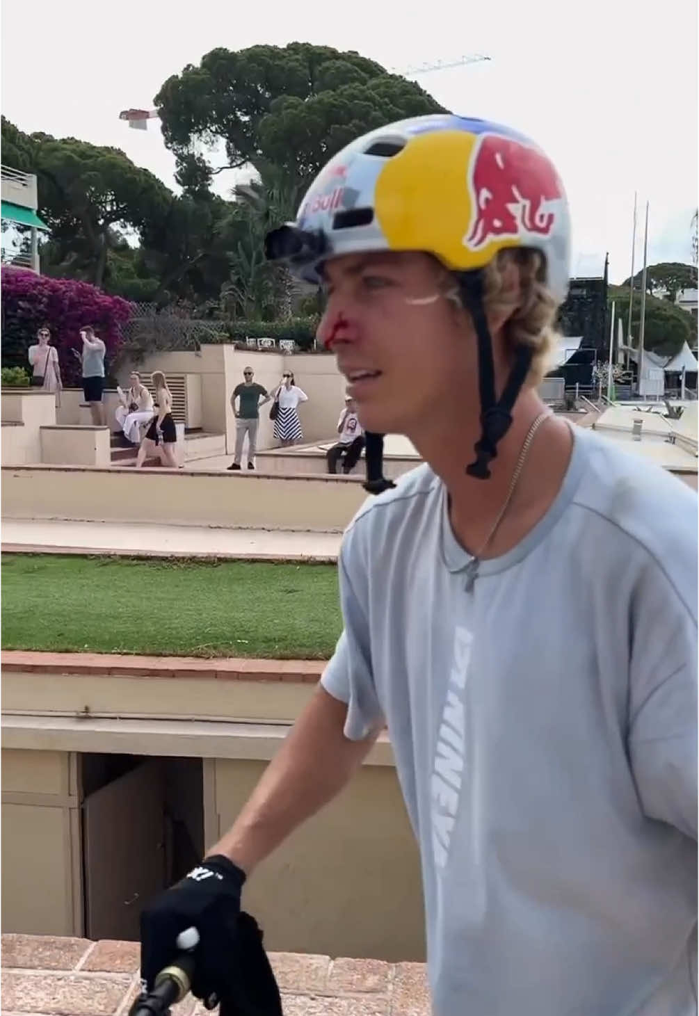 A post by @wibmerfabio on TikTok caption: That frontflip was quite a battle ⚔️ Love pushing myself with stuff like this!