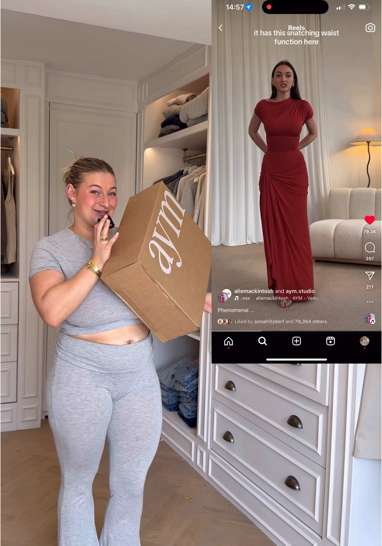 A post by @carys.whittaker on TikTok caption: OH MY OH MY…. Dresses designed by women just HIT DIFFERENT (or fit different lol) THESE ARE TOO GOOD!!!! Designed by women, Made in the UK, insane fabrics and fit. Only by the best of the best @AYM Studio 👗✨ ad.