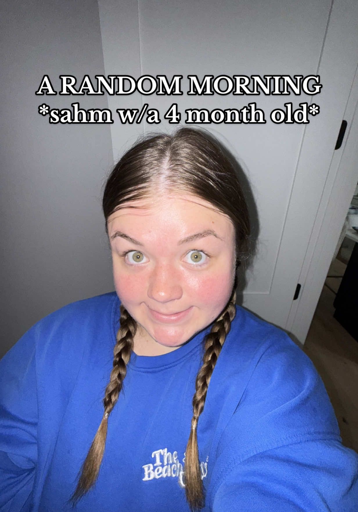 A post by @_samanthajo_ on TikTok caption: ATTENTION ATTENTION CAN YOU HEAR ME??? can you see this??? If you can hi good morning I hope you have a good day! #newmom #firsttimemom #sahm #youngmom #4monthsold #morningvlog #postpartumjourney #sahmvlog #DayInMyLife 