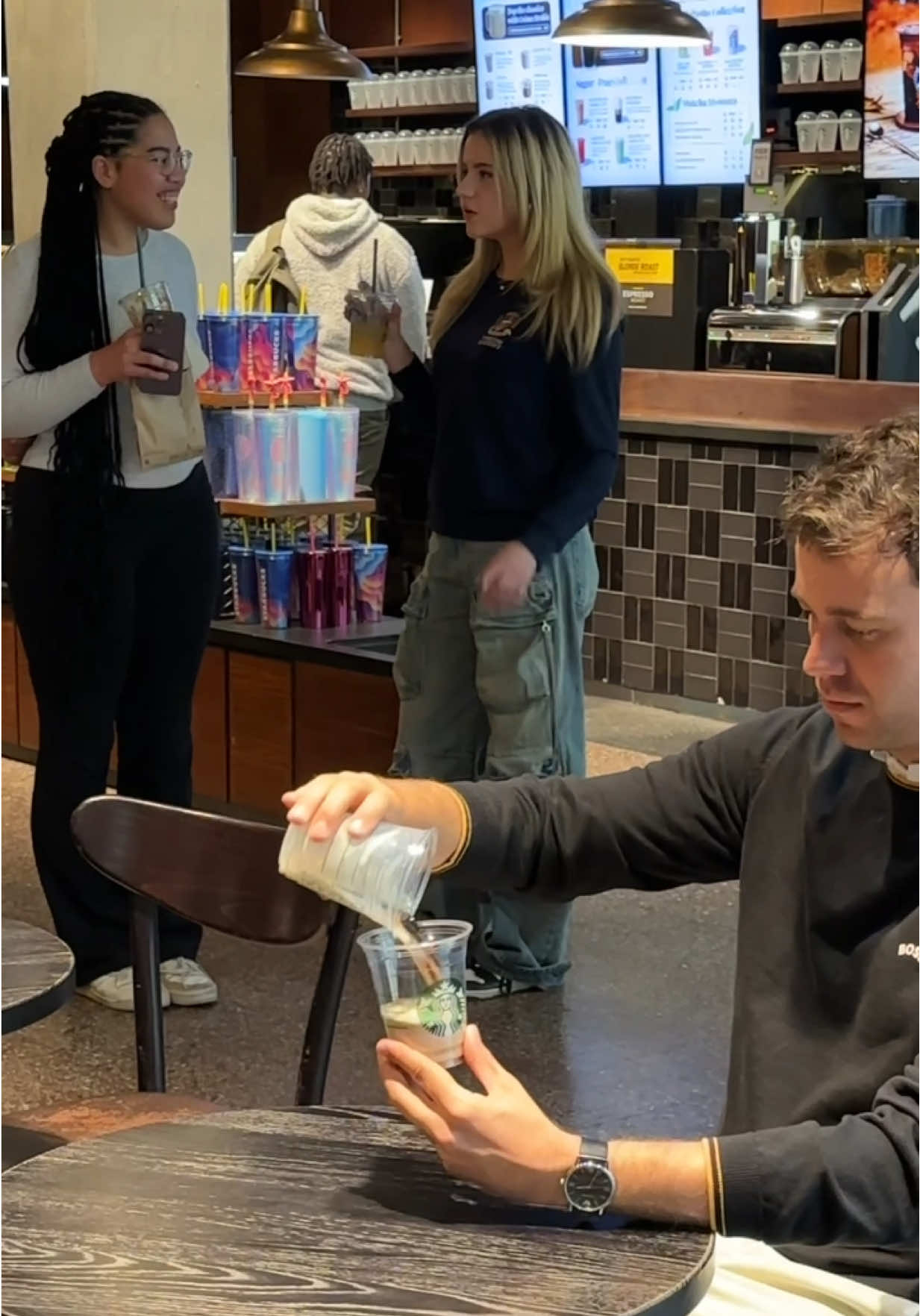 A post by @wian on TikTok caption: The milk changed into coffee!? 😳😂 #tiktoksouthafrica🇿🇦 #magic #trick #coffee 