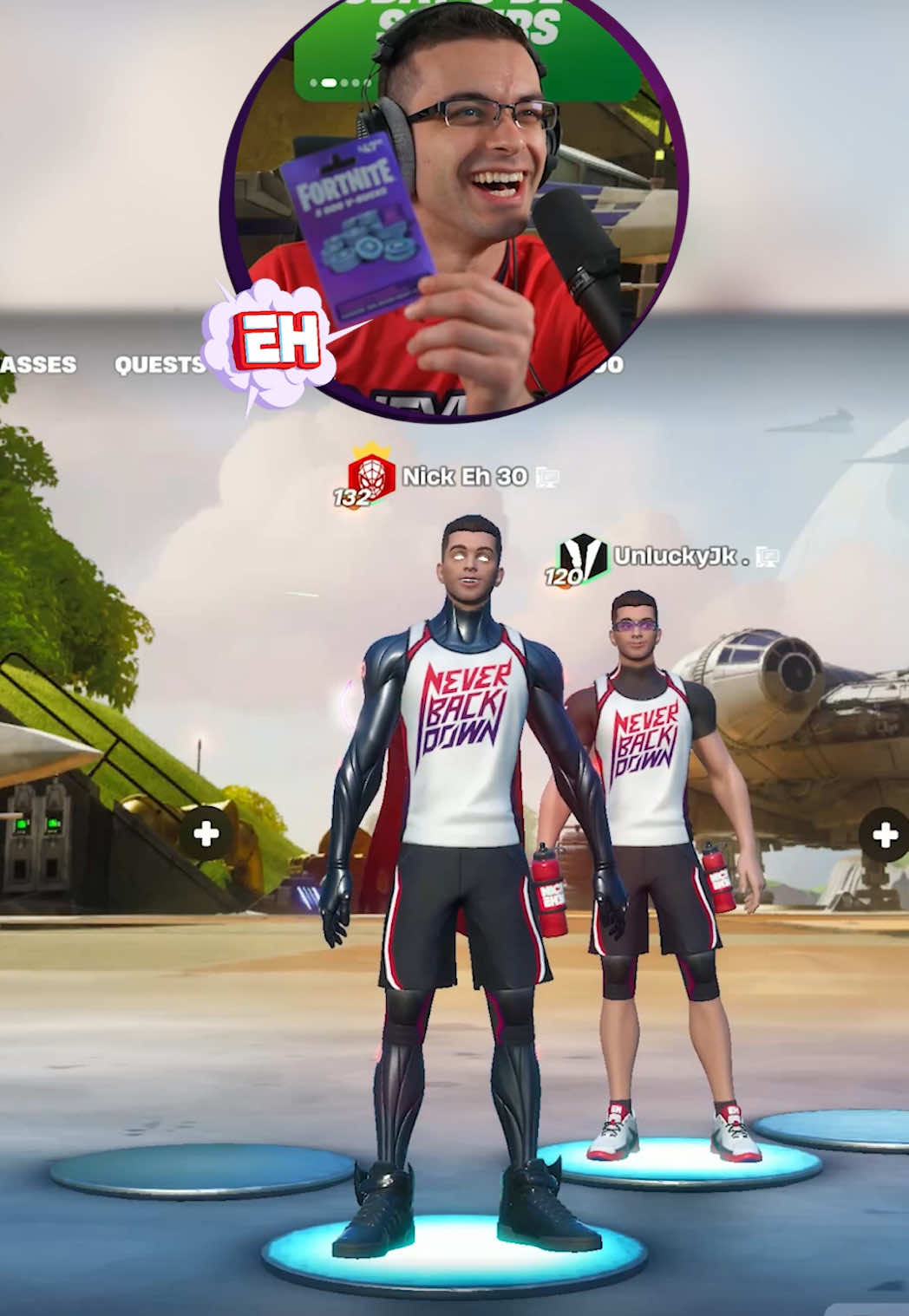 A post by @nickeh30 on TikTok caption: a stream sniper challenged me to a 1v1...