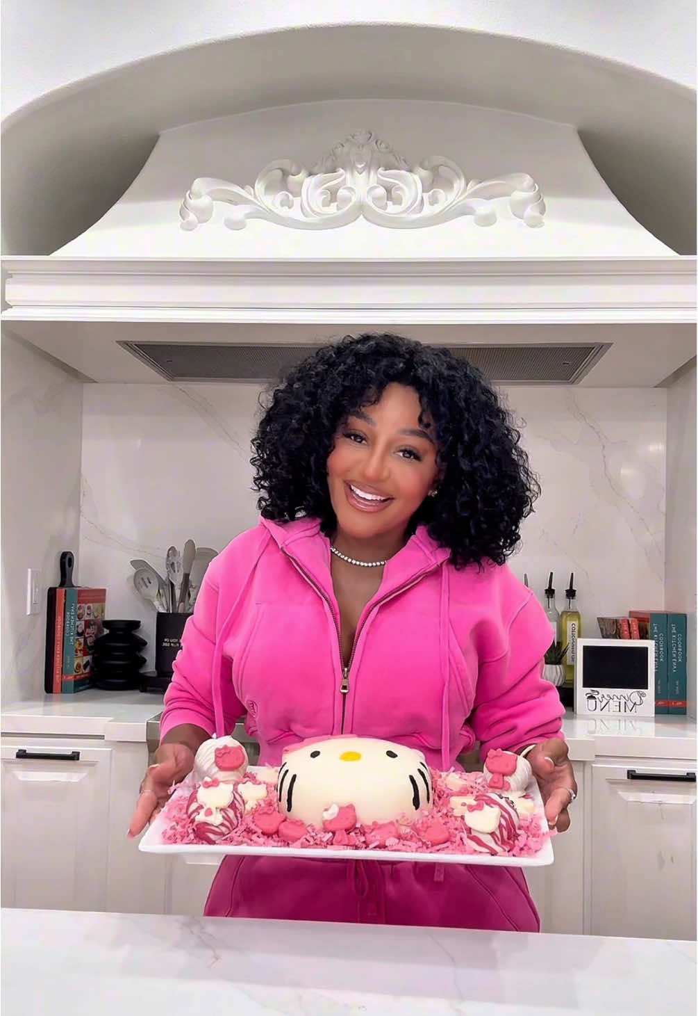 A post by @cookinwithjai on TikTok caption: Lets surprise my daughter with her dream trip. But first, let’s make this hello Kitty breakable mold. Do y’all see all the stuff I went through but it finally turned out right. My outfit is by @Body Envy #fyp #hellokitty #fypシ #japan #hellokittylover 