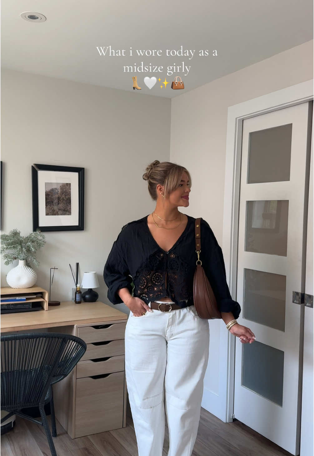 A post by @samanthaalfred on TikTok caption: What I wore today as a midsize girly👜✨🤍👢#midsizefashion #midsizeootd #styleinspo #fashiontiktok #midsizestyle #summeroutfit #summeroutfitinspo #whatiworetoday #ootd #midsizestyleinspo 