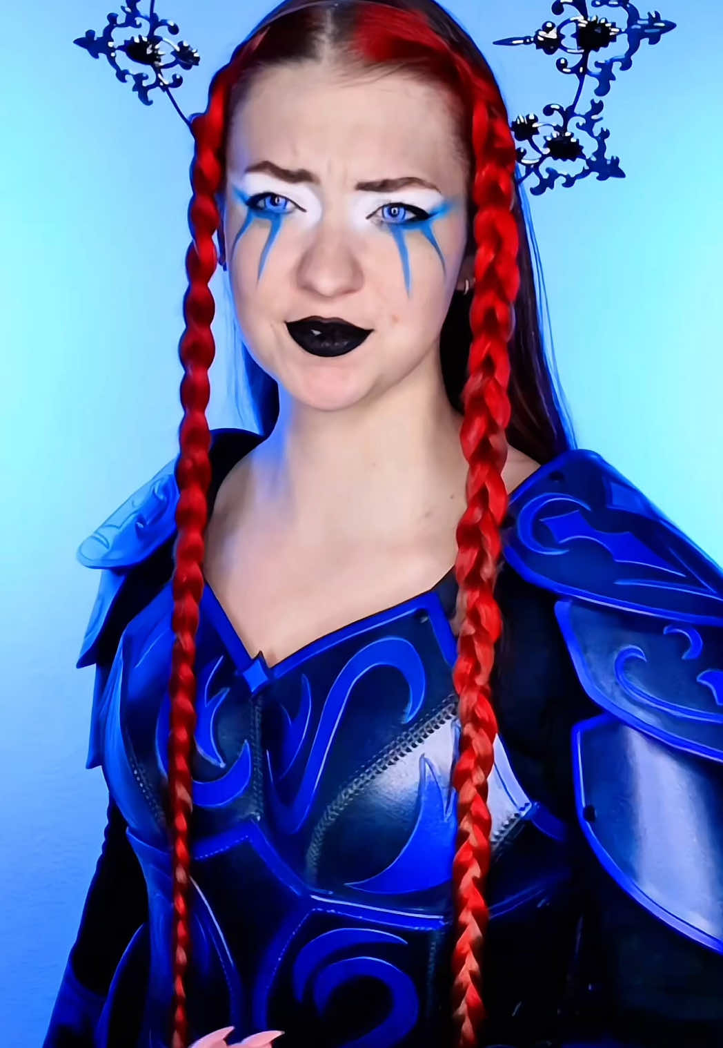 A post by @crazycae on TikTok caption: Little me created Vivalda for the adult she’d become. My Warrior healed everything I am and was 💙⚔️ • • • #storyteller #warrior #MentalHealthAwareness #MentalHealth #strength #healing #innerchildhealing #originalcharacter #reels #explorepage #dnd #dungeonsanddragons #relatable #OC #cosplay