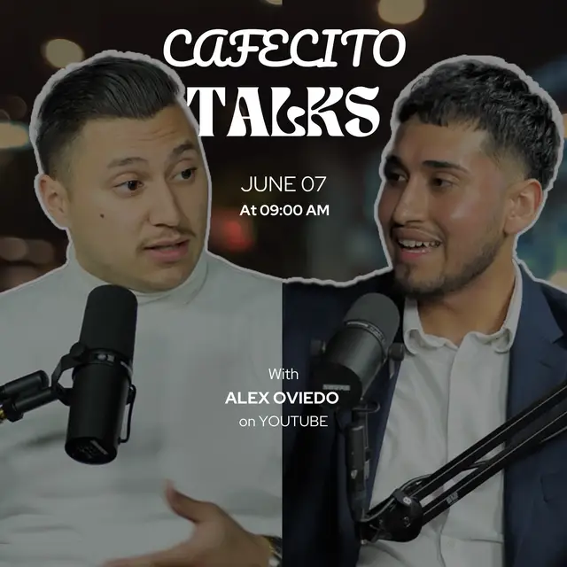 A post by @yourfavoritelender_ on TikTok caption: #CafecitoTalks | What’s stopping you—fear or excuses? At 20, Alex turned anxiety, poverty, and pressure into power. His story proves you don’t need permission to chase what’s yours. Follow @yourfavoritelender_for the best homebuying tips & tricks. Thinking of buying or investing in real estate?🧐🏡 Contact me! 👨🏽‍💼Justin Rodriguez ☎️ 773.425.7323 👥Rodriguez Residential Group $300M + in Volume | over 1,000 Transactions 🏡Neighborhood Loans #Mortgageloanofficer #mortgagelender #mortgagebanker #cafecitoondeck #neighborhoodloans •	#FromStruggleToSuccess#YoungEntrepreneur #NoExcusesMindse#RealEstateJourney #BuiltDifferent
