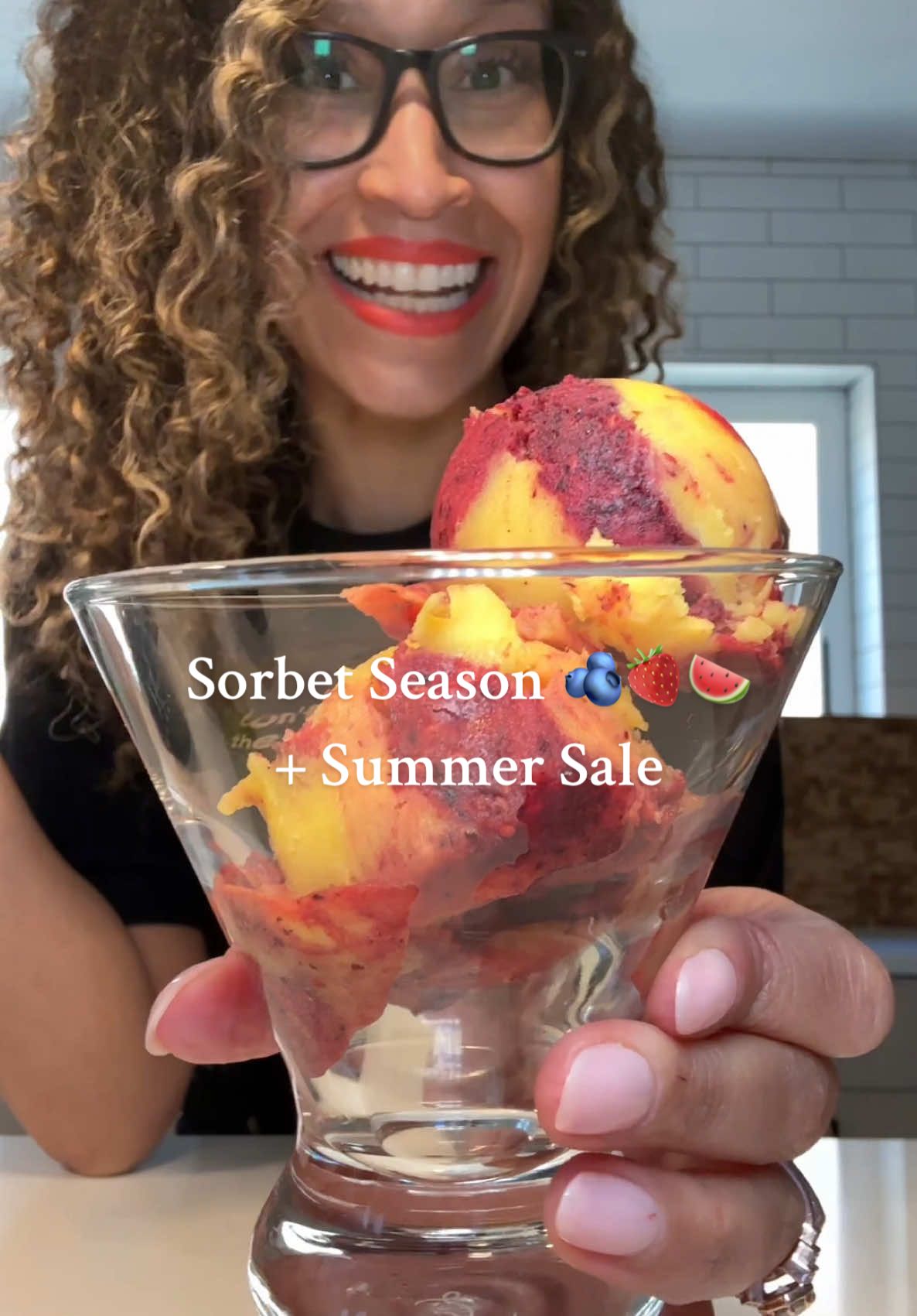 A post by @thejenjones on TikTok caption: Sorbet season is here!  Don’t miss the Nama J2 Summer sale! Use my code JENJONES10 and receive 10% off the Nama J2 juicer and also receive a free sorbet attachment! Sale is over 6/15  What is your favorite sorbet flava??!!!  #sorbet #healthyrecipes #plantbasedrecipes 