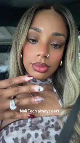 A post by @_fefa__ on TikTok caption: Nail tech always eats #nails #nailart #nailtech 