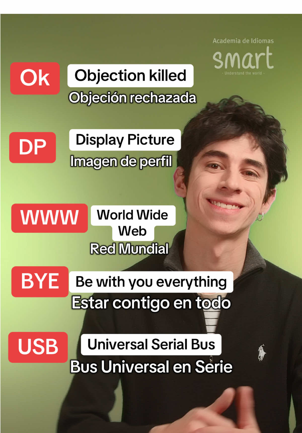 A post by @smart_academia on TikTok caption: Abreviación en inglés 🇺🇸😱 #PiensaSmart #aprendecontiktok #educacion #aprende #aprendeentiktok #idiomasdiferentes #inglesparatodos #englishteacher #english #ingles #inglesfacil #inglesonlinegratis #inglesonline 