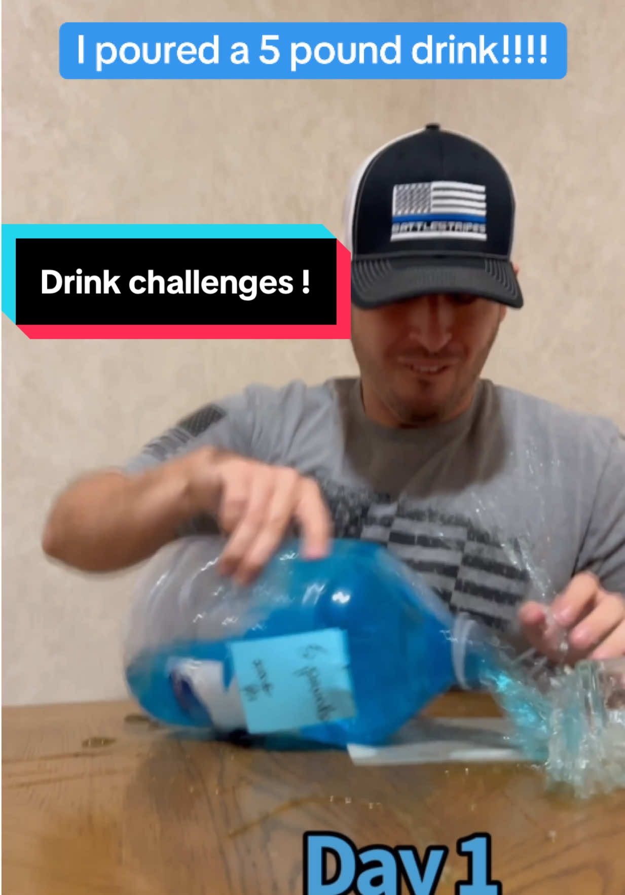 A post by @paulieepaull on TikTok caption: trying to pour 6 pounds is going to surprise you! These are my hardest drink challenges today #recovery 