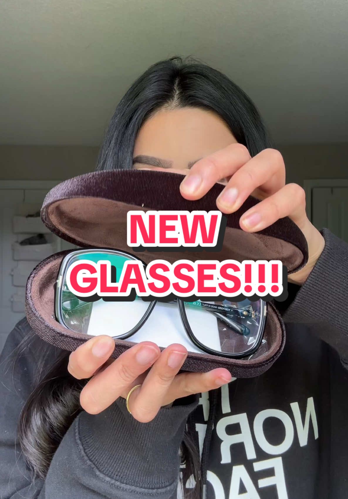 A post by @glambygilly on TikTok caption: I GOT NEW GLASSES🤓💗 @kitseyecare - what do you guys think? #tryonhaul #newglasses #eyeglasses #tomford 