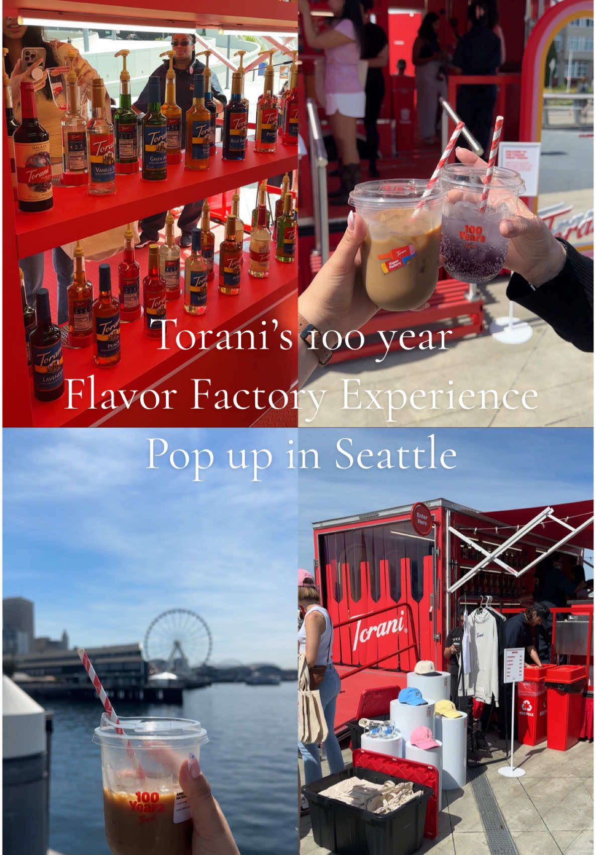 A post by @amberalejandrez on TikTok caption: Celebrating 100 years of flavor! 🎉☕️ Today I stopped by the Torani Flavor Factory Experience at Seattle’s Pier 62 and it did not disappoint! From iced drinks to sweet merch, it’s the ultimate flavor lover’s pop-up. 💫✨ 📍 Seattle, Pier 62 🗓️ Happening again tomorrow, June 7th from 11AM–7PM 💥 It’s free + open to the public — go treat yourself to something fun and flavorful!@Torani @seattleinsiders #Torani100Years #FlavorFactory #SeattleEats #toranisyrups 