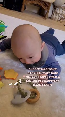 A post by @develobaby on TikTok caption: As a pediatric physical therapist, I see many babies who struggle to keep their arms on the ground and/or hold their heads up during tummy time. For effective tummy time, a baby should touch the ground at three support points: the pubic bone and the inside of both elbows. When these three support points make contact with the ground, tummy time becomes easier. Based on my experience, the three most common underlying reasons for difficulty with tummy time are: 🎈 Arching: The baby has difficulty activating the body’s rotations and spreads their arms out to try to stabilize themselves. 🎈 Preferred side: One side is weaker than the other. 🎈 Low tone: The baby has “floppy” muscles. For all three issues, I recommend helping your baby sense where their arms should be. One way to do this is through “approximations,” as demonstrated in the video. Gently press your baby’s arms into the ground at the support points to give their brain some feedback, making it easier for them to place their arms correctly. I suggest doing this for a couple of minutes several times a day. This exercise is just one of the many tips and exercises in my international bestselling exercise program, “Develobaby - Tummy Time.” Link in bio. 💥This week, I am offering 10% off everything!💥 With love, Maria ♥️ . . . . #Babypt #paediatricpt #paediatricot #strongbaby #babyexercises #babyhack #newborn #babyexercise #nappychange #sensoryintegration #momhack #babyplay #motordevelopment #tummytime #montessori #flathead #babytips #babydevelopment