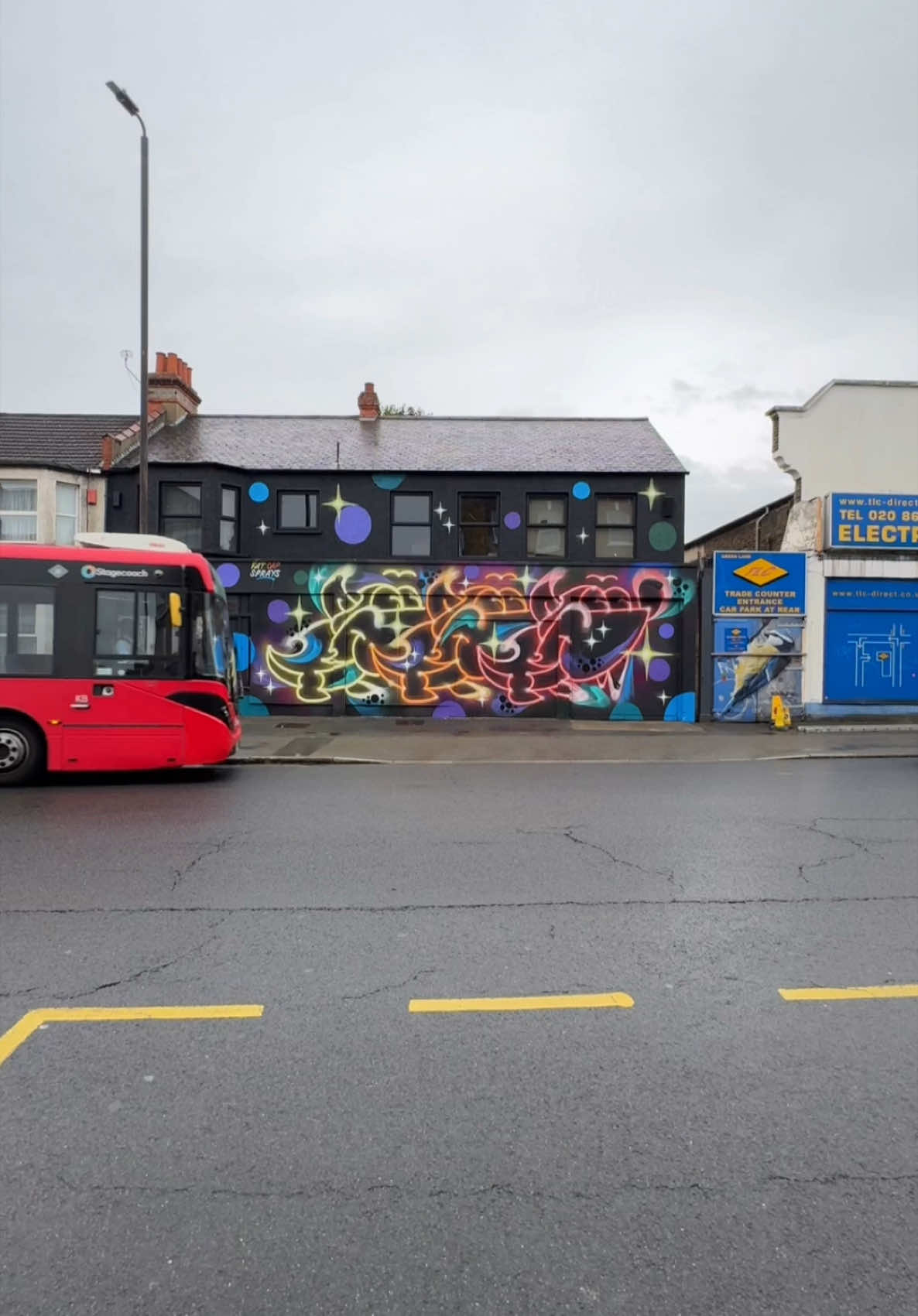 A post by @fatcapsprays on TikTok caption: Hogging the space! 🦔🦔🦔 #art #streetart #painting  Painted at Penge with support from LDN_Calling_Blog
