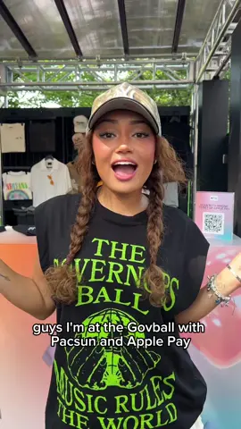 A post by @avani on TikTok caption: catch the @pacsun booth @govballnyc 🤝 shop with Apple Pay to enjoy a faster lane and get a free tote bag. @Apple Pay ends 6/8/25