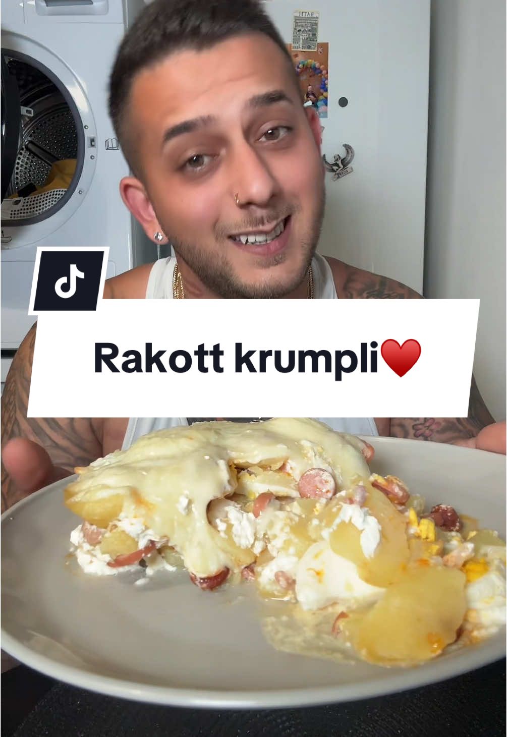 A post by @imregergo277 on TikTok caption: Jó étvágyat mindenkinek♥️ui:a szakács szégyenlős voooot😂♥️@💋Lipko💋Viki💋 #rakottkrumpli #vacsora #ebéd #kaja #finom #konyha #imregergő #lipkoviki #vikigeri #boldogság #nekedbelegyen 