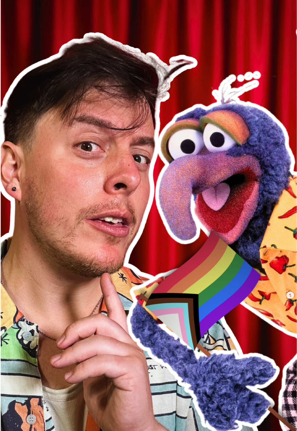 A post by @thomassanders on TikTok caption: NEW VIDEO: “These Muppets are Queer” 🌈 (Link to full video up in my bio! ☝️) #muppets #kermit #gonzo #misspiggy #animal #rowlf #fozziebear 