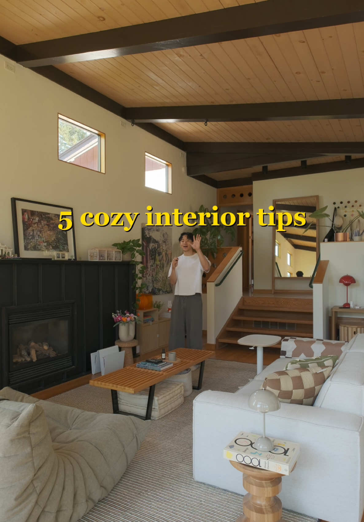 A post by @im_ericwang on TikTok caption: My top 5 tips for creating a cozy interior! #homedecor #interiordesign #japandi #midcenturymodern 