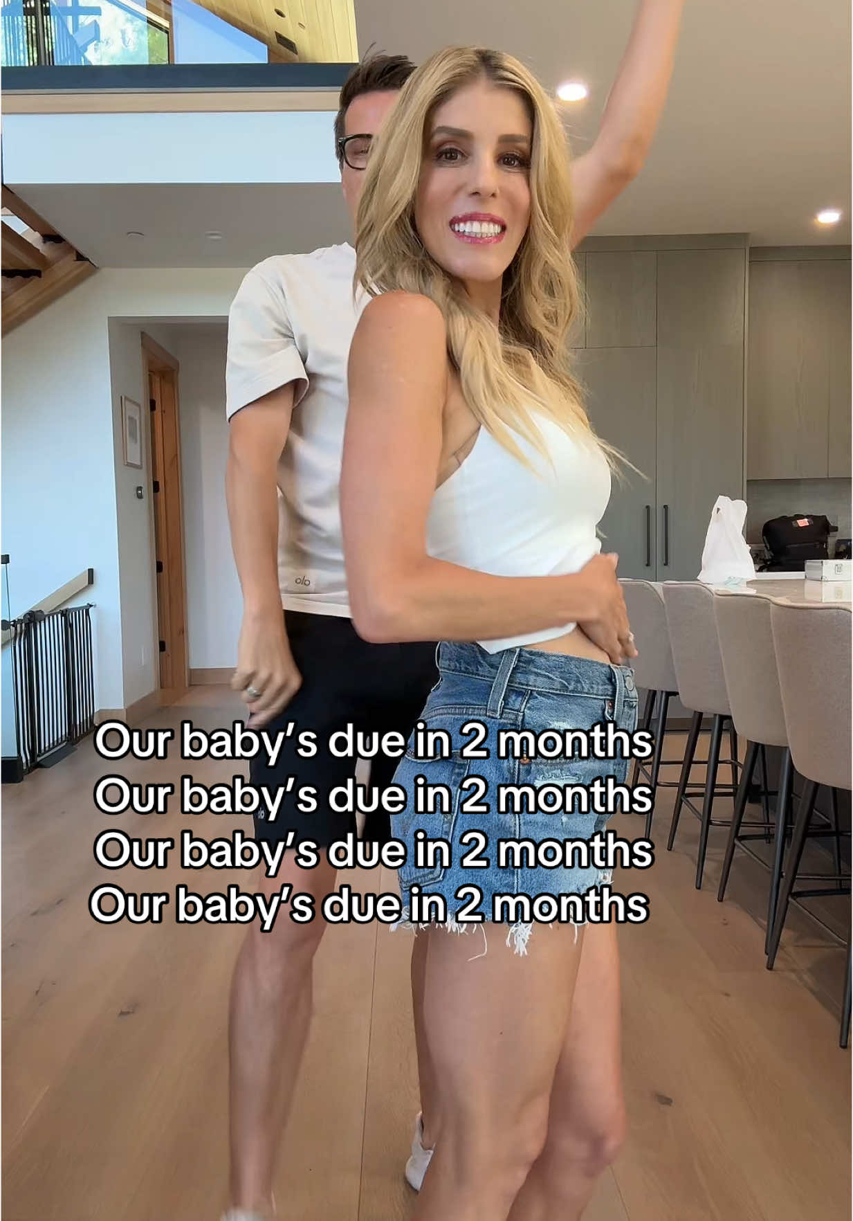 A post by @rebeccazamolo on TikTok caption: Baby #2 coming in August 💙  #fyp #babyboy 