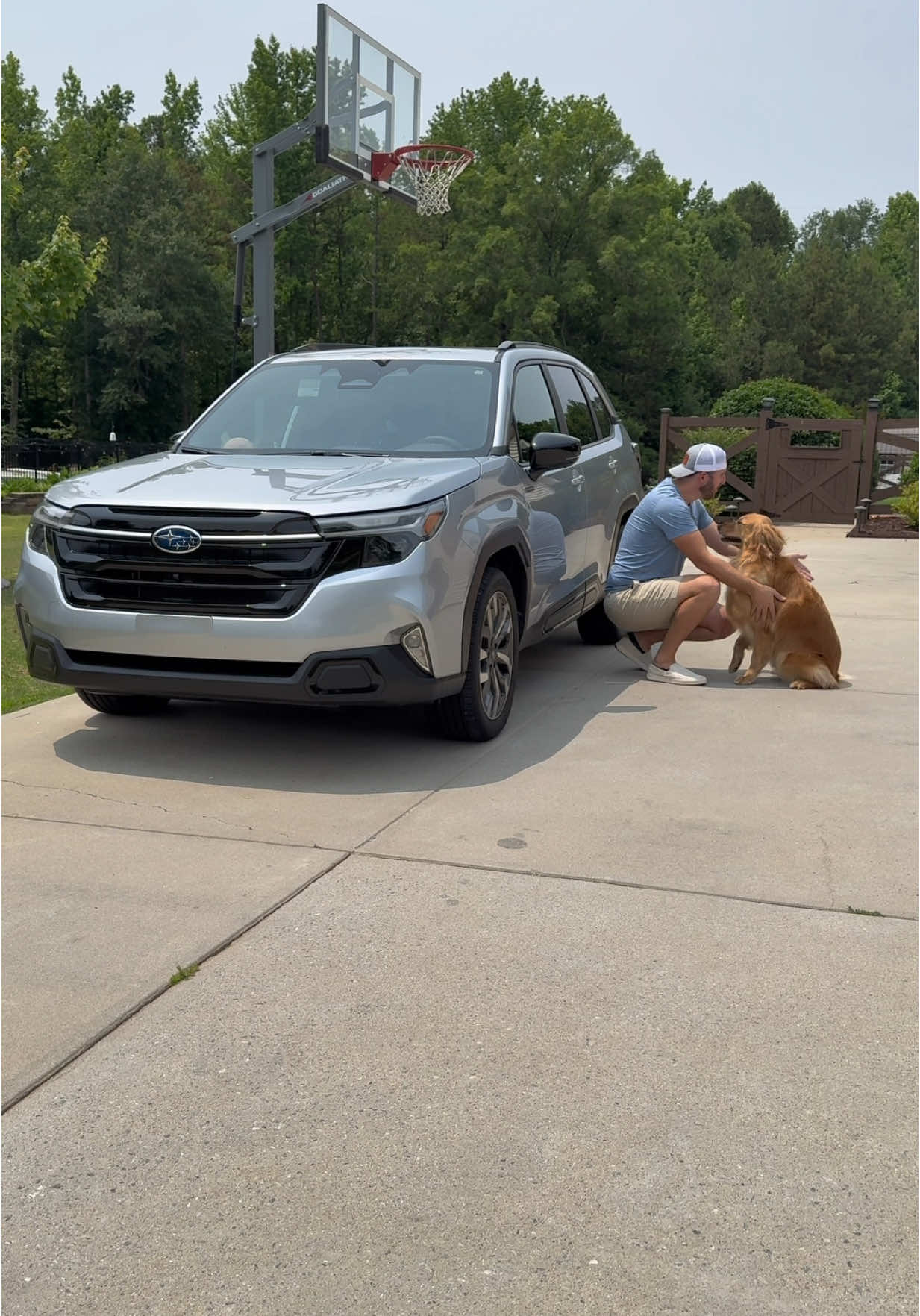 A post by @aguyandagolden on TikTok caption: Bailey has been at the Greenville Humane Society since March; one of their longest residents. So we gave Teddy the day off and took our new @Subaru of America, Inc. Forester Hybrid to go give her the best day ever. Bailey soaked in every moment. And thanks to our Subaru's smooth ride, quiet cabin, and hands-free liftgate, it was an effortless day of love, fun, and a whole lot of tail wags. Subaru's commitment to helping shelter dogs like Bailey find homes makes this partnership extra special. You can find her at @Greenville Humane Society  #ShelterDogSaturday #sponsored #SubaruLovesPets