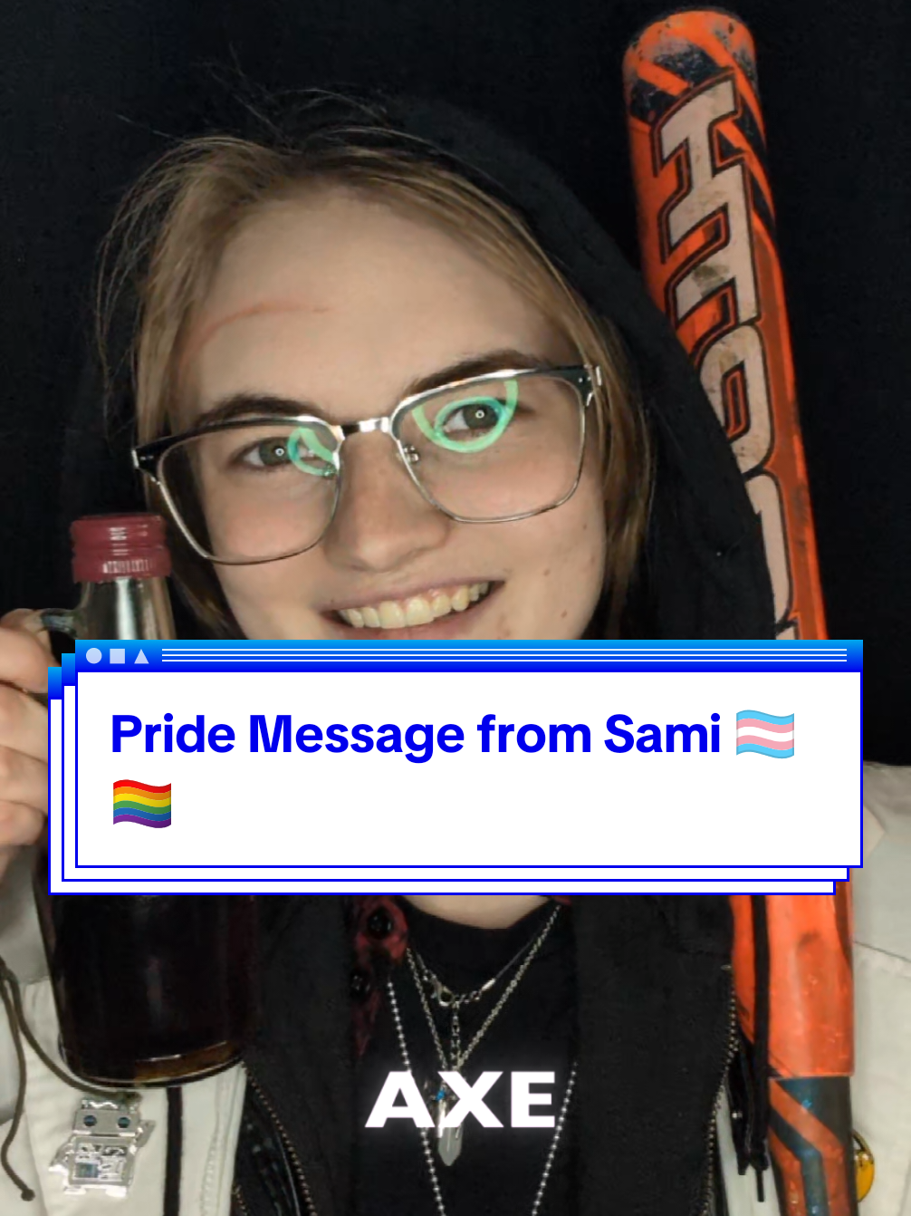 A post by @sleepy_sami on TikTok caption: A bat and Poison is all I need. Happy Pride month everyone! Remember, it's okay to hit bigots back if it's safe for you to do so. 🏳️‍⚧️🏳️‍🌈#scpresearcher #cosplay #foryou #fyp #scptok #samibrown #scp #scpcosplay #scptiktok #scpresearcher #sleepysami 