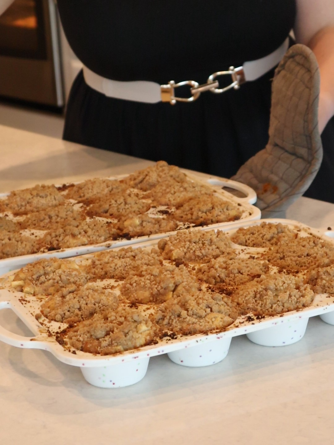 A post by @dollartreedinners on TikTok caption: Apple Cinnamon French Toast Poppables These are great for the freezer, easy to reheat, and a smart way to use up leftover bread. I made mine with the crusts from homemade Uncrustables, but any dried bread will work. Ingredients: Custard Base: 8 eggs 2 cups milk ¾ cup brown sugar 1 tbsp cinnamon Splash of vanilla Dried bread cubes (enough to soak up the custard) 2 cups peeled and finely chopped apples Crumb Topping: ¾ cup brown sugar ¾ cup flour 1 tsp cinnamon 2–3 tbsp melted butter or margarine (enough to create a wet sand texture) Instructions: Cut leftover bread or crusts into cubes and let them dry out overnight. In a large bowl, whisk together eggs, milk, brown sugar, cinnamon, and vanilla. Fold in the bread cubes and chopped apples. Add just enough bread to soak up the liquid. Divide into 24 greased muffin tins (or use silicone pans). Mix together the crumb topping ingredients and sprinkle on top. Bake at 350°F for 25 minutes. Cool completely before freezing. Reheat in microwave or toaster oven. #frenchtoast #freezermeals #easybreakfast #mealprepideas #leftoverbread #applecinnamon #muffintinrecipes #breakfastmealprep #makeaheadmeals #frugalfamilymeals #homecooking #batchcooking #kidfriendlyfood