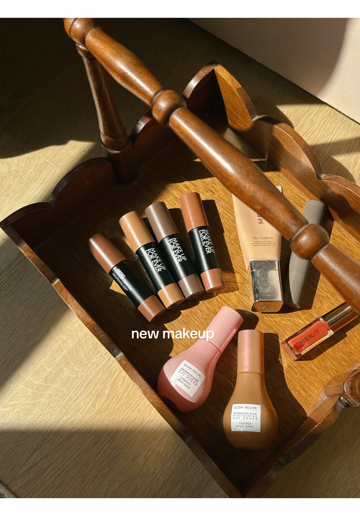 A post by @emilyfranciswheaton on TikTok caption: risking it all trying to try a full face of new products hehe  #grwm #newmakeup #glowymakeup #glow #viralproducts #summermakeup @MERIT Beauty @Glow Recipe @makeupforever @IT Cosmetics @Kosas 