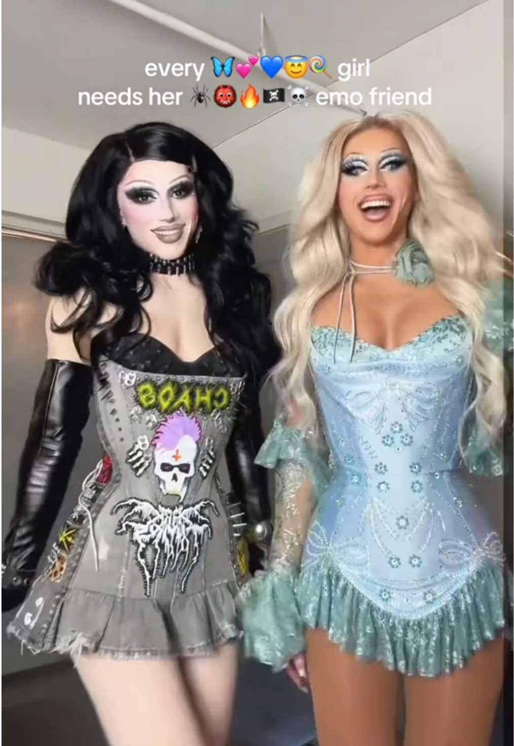 A post by @sugarandspice on TikTok caption: ur fav opposite twins @Sugar @Spice ⭑ #emo #twins 