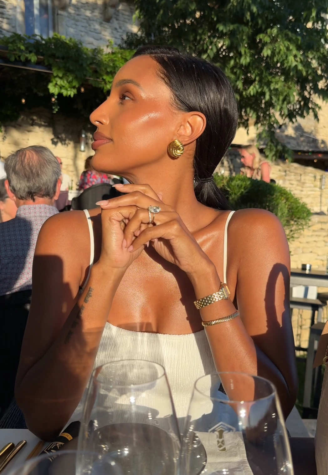 A post by @jastookes on TikTok caption: Golden hour dinner in France 🤎