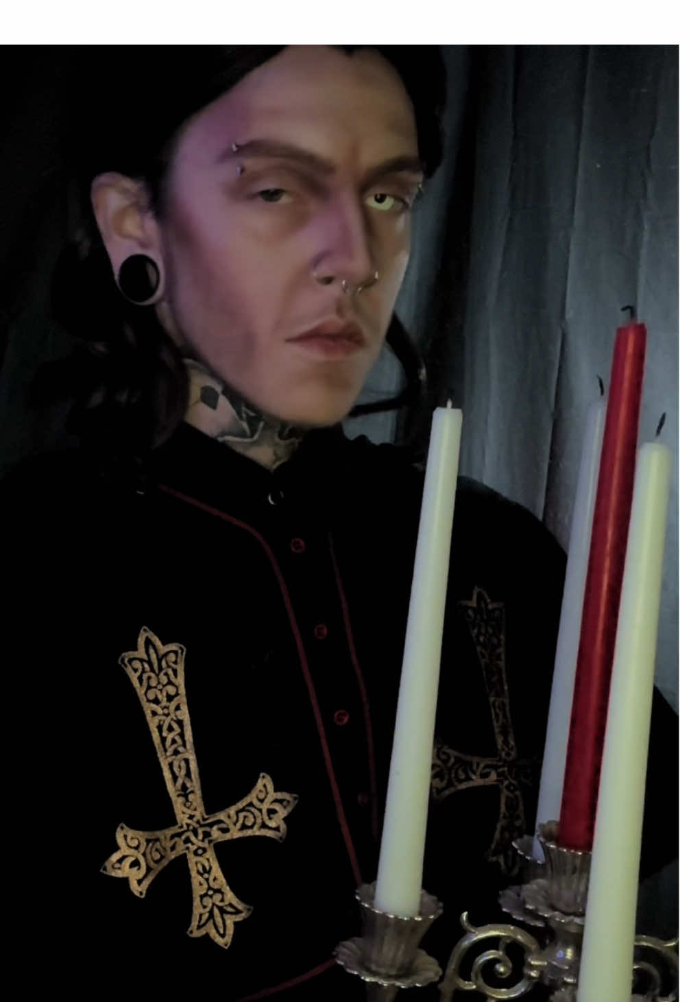 A post by @chaotix.cosplay on TikTok caption: I love this candelabra so much 😭 best find fr fr #thebandghost #papavcosplay #papaperpetua #papaperpetuacosplay #fyp