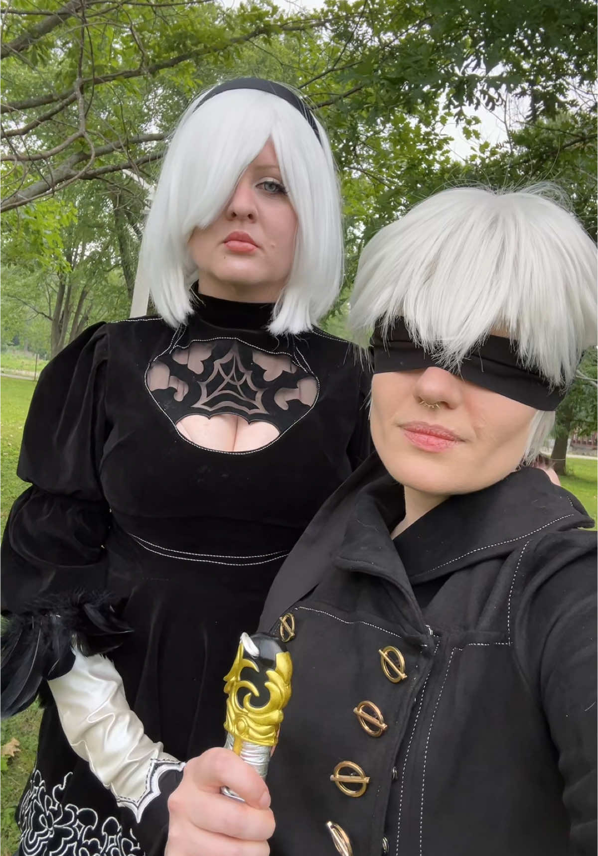 A post by @jijnnicosplay on TikTok caption: i couldn't keep it together but let's be real 9S wouldn't either  • @Drew is 2B I am 9S • #nierautomata #nierautomatacosplay #nierautomata2b #nierautomata9s #9scosplay #2bcosplay #nierautomatacosplay2b #2bnierautomata #9snierautomata 