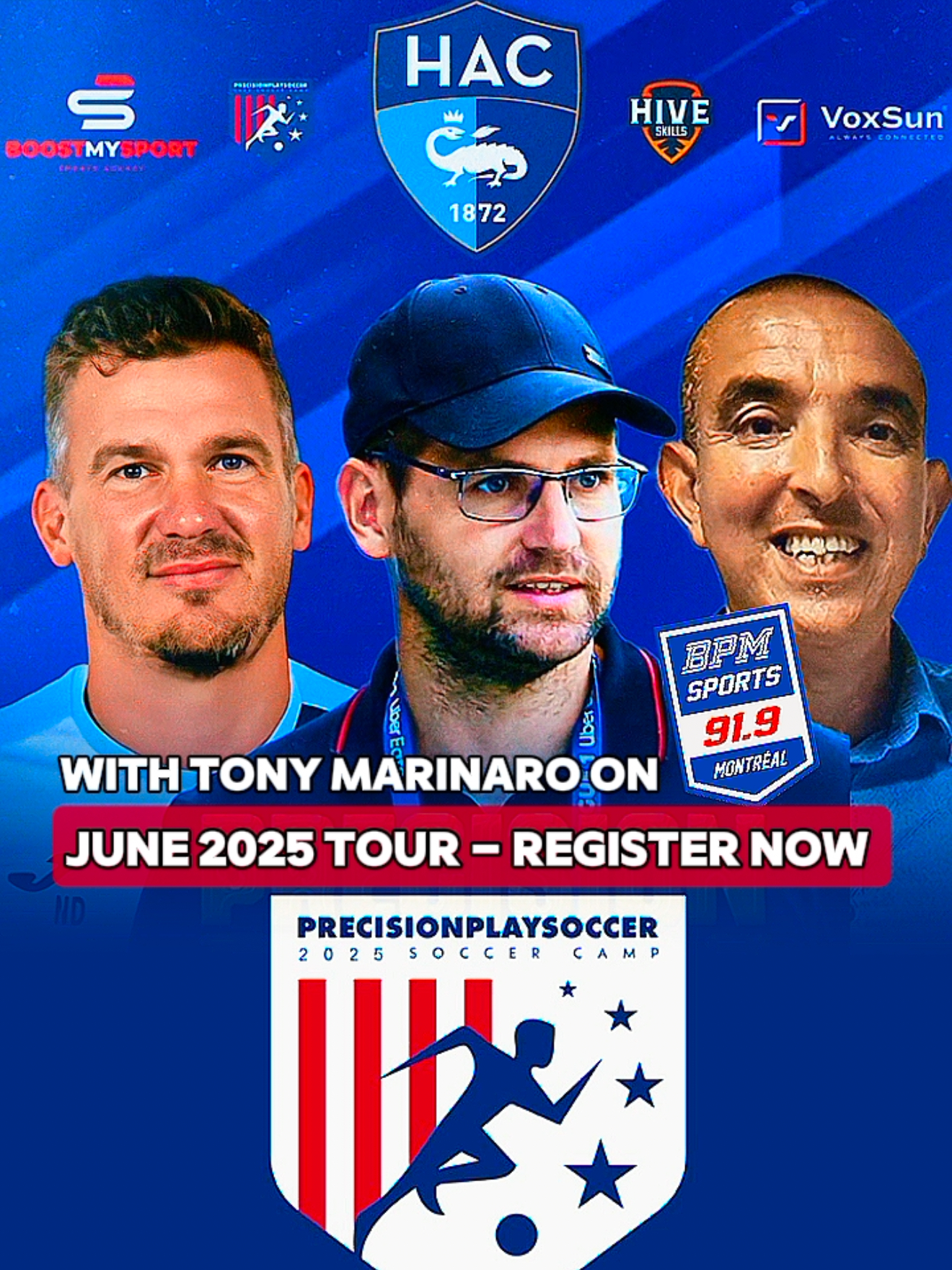 A post by @iamjeremypastel on TikTok caption: 🎙️ On Air: Precision in Play Mathieu Bodmer🔵⚪️ & Jeremy Pastel🤓 sat down with Tony Marinaro on Le Forum @ BPM Sports 91.9🤩 to talk passion, performance, and the upcoming Precision Play Soccer Camp on June 21–22! Train. Learn. Level up with the pros 💥 📅 Dates: June 21-22, 2025 🎯 Open to boys and girls 14+ 🌍 Last year, 8 players were invited to France — this could be your shot. ⚽ Train with top coaches, get scouted, and join a growing legacy. 💬 “You never know what can happen. Be there. Sign up.” 📍 Riverside Park, LaSalle | Metro Angrignon + 10-min bus | Free parking available ⚠️ Don’t wait. Spots are limited. Register now! 🔗 Link : https://app.precisionplaysoccer.com/register Copyright: Music licensed via Artlist, Track “Big Time GOOD Remix (Instrumental)” Artist: Wav Skrxllauuu #LeForum #TonyMarinaro #BPMSports #91.9 #PrecisionPlaySoccer #SoccerCamp #MathieuBodmer #LeHavreAC #JeremyPastel #Agent #Scout #OnCartonneÇa #VoxSun #BoostMyCom #boostmysport