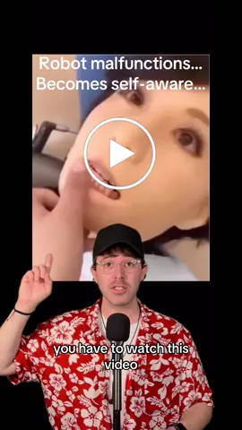 A post by @realwillgardner on TikTok caption: Robot becomes self-aware…#creepy #scary #fyp #fypシ #artificialintelligence #elonmusk #japan #robot 