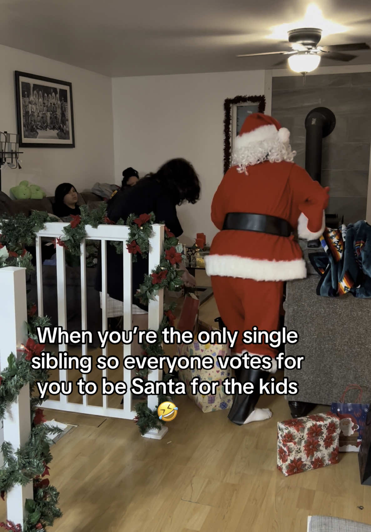 A post by @tiamiscihk on TikTok caption: Who knew Santa knew how to dance powwow lmfao #indigenous #native #christmas #christmastiktok #nativetiktok 