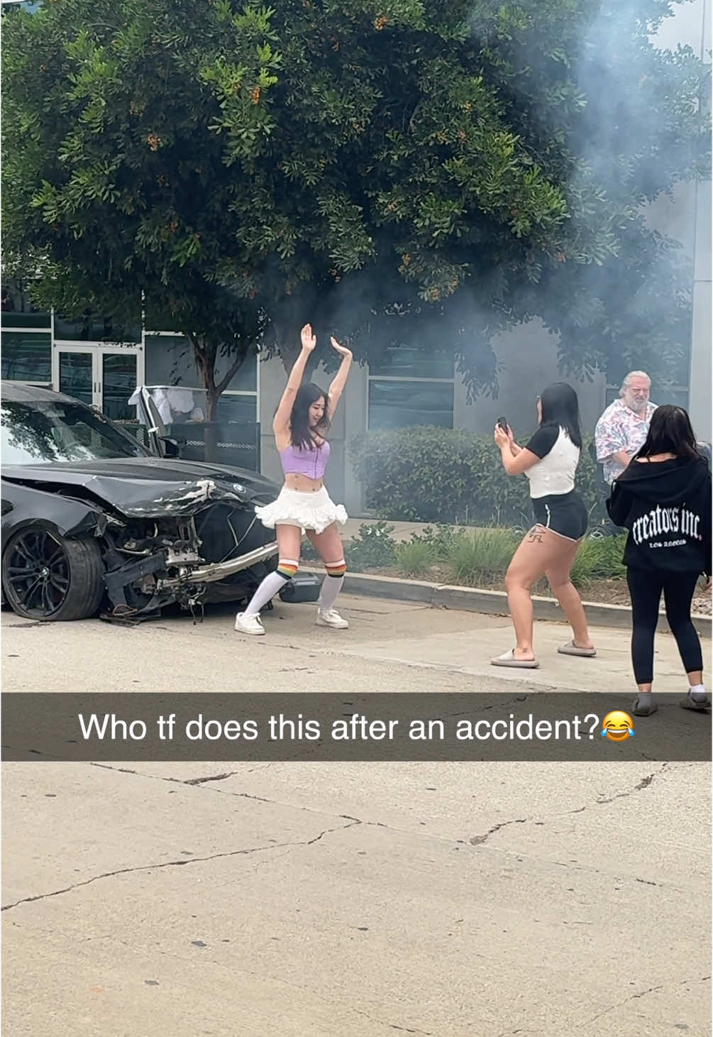 A post by @brad_podray on TikTok caption: Who dances after a serious wreck? @Emmi Xi @🤍 uwuimatofu on insta 🤍 @lils @Cherdleys @fadedfarming 