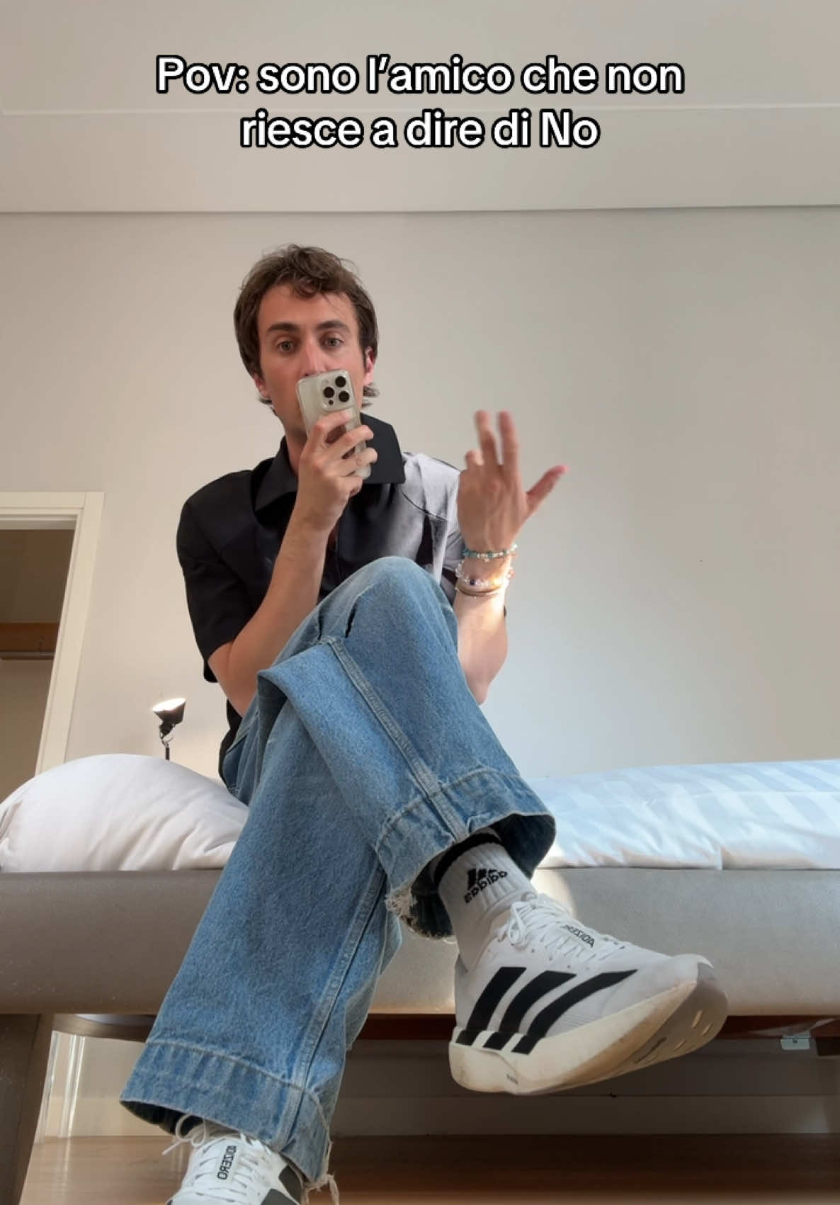 A post by @mattiastanga on TikTok caption: AMO ME LO PRESTI?✨ #Adizero Evo SL @adidas #adv #NO #parlare #amiche #convincere #ragazzi #perte #neiperte #viral