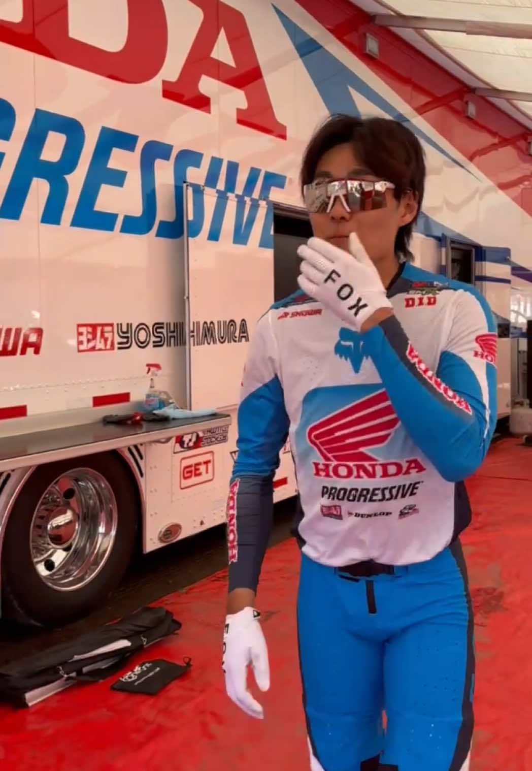 A post by @foxracing on TikTok caption: @Jo Shimoda moto walk out 🤌 #foxracing #motocross #