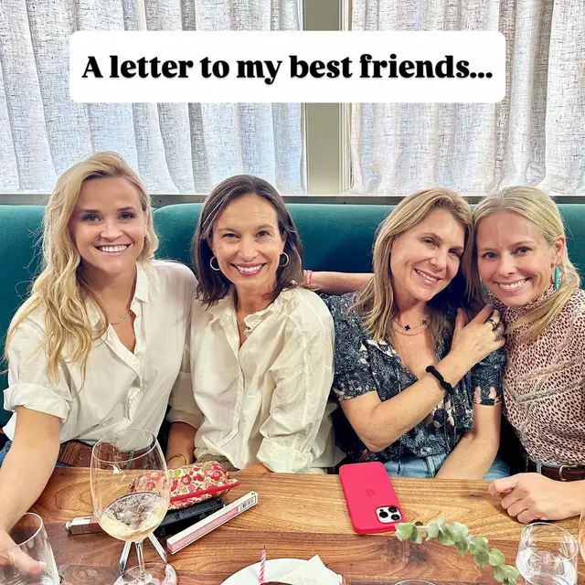 A post by @reesewitherspoon on TikTok caption: Life's better (and way funnier) with all of you in it. Happy #NationalBestFriendsDay 💌💖