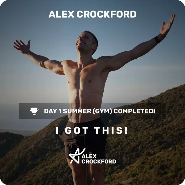 A post by @ on TikTok caption: This is what this week’s training looked like in the first week of the 30 Day Summer (Gym) Challenge!  The structure of the challenge is this: 1 - Strength  2 - Cardio or HIIT or circuit  3 - Core / abs  4 - Rest or cardio or active recovery  5 - Strength  6 - Rest or cardio or active recovery  7 - Rest or cardio or active recovery  X 4 weeks  + 2 extra days! I designed this challenge to be achievable but inspiring, and ofcourse to deliver great results!!  To LOOK & FEEL amazing this Summer!  You can do it! 😄 Included in this challenge is an home or gym version, access to my entire app, nutrition guidance, 1-1 coaching & a community of thousands!  There is 50% off for 3 months if you’re new. That’s £6.49 per month…. I mean!!! 🤯  Just go to @alexcrockford.app / link in bio and download the app to get started! Or click https://app.alexcrockford.com/link/store Keep showing up for yourself everyone, we’re on a journey of self development & discovery 😄👊💙