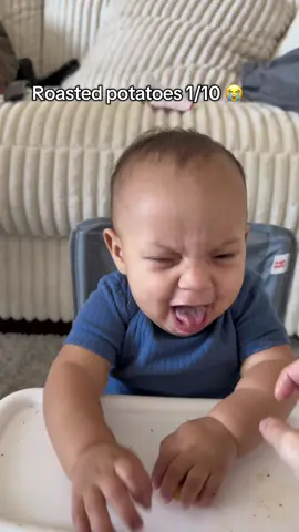 A post by @lilversachi on TikTok caption: BLW has been a journey with my baby who hates certain textures but I love seeing him try all the new foods and discovering how he may surprise me with the things he does like 🥹🤍  #fyp #foryou #fy #lilversachi #viral #explorepage #momtok #firsttimemom #baby #babyboy #food #babyledweaning #blwjourney 