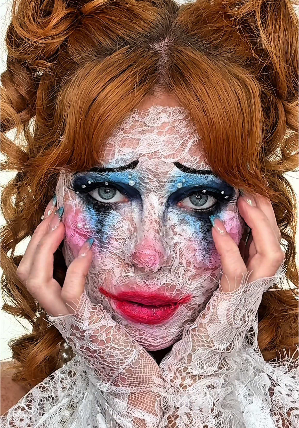 A post by @hollymurraymakeup on TikTok caption: AD I ruined a top for this look 😱 Lace inspired makeup! Using @nyxcosmetics_uk ib: @Charlotte Roberts 