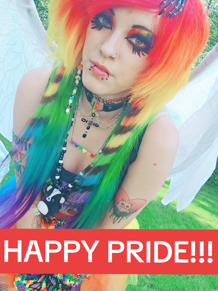 A post by @clawed_beauty101 on TikTok caption: Happy Pride to all of my Alt Babies!!! #pride #angel #lgbt #lgbtq #wings #scene 