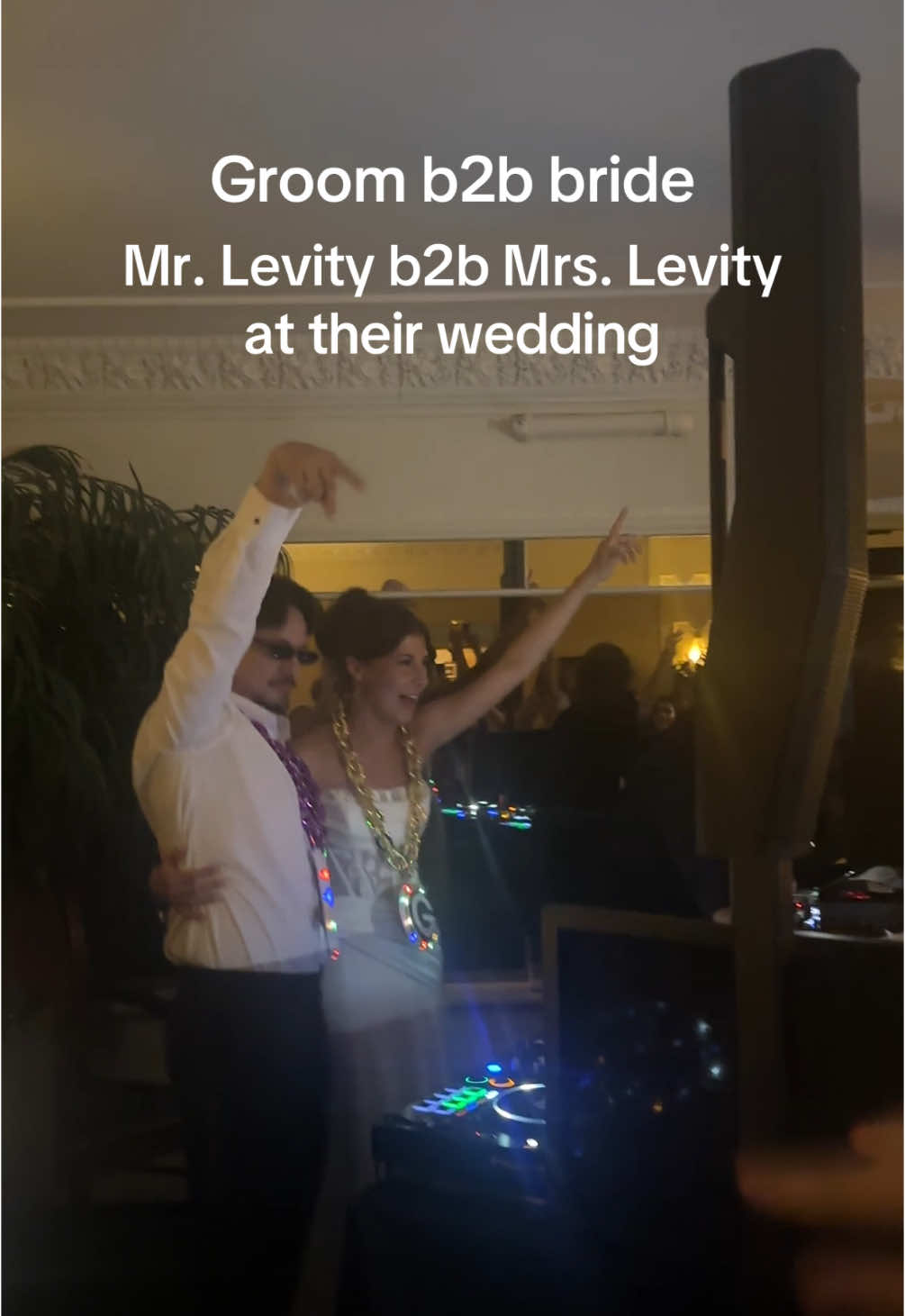 A post by @levitymusic on TikTok caption: Our very own trio member Josh just got married & was secretly teaching his (now) wife how to dj so they could go b2b at their wedding. One of the best sets we’ve seen, congrats to Josh & Courtney ❤️ #edm #rave #ElectronicMusic #dubstep 