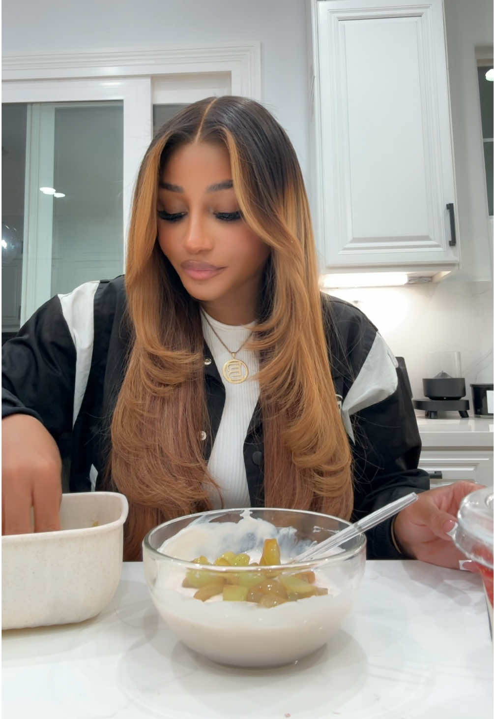 A post by @cookinwithjai on TikTok caption: Me trying to eat healthy is this considered a parfait? #fyp #parfait #healthy #fypシ #yogurt #healthysnacks 