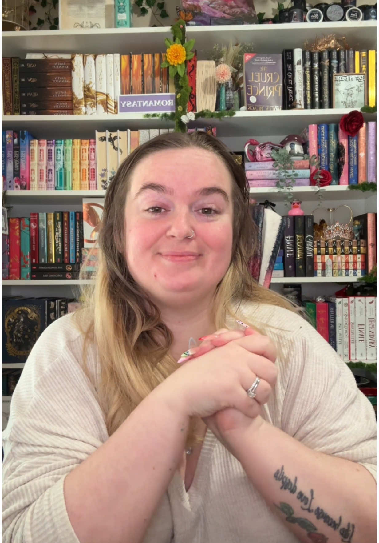 A post by @fictional.deanna on TikTok caption: I MEANT TO SAY IM QUERYING- sorry yall im so tired lmaooo  anywayyy tell me what books yall are reading rn bc i will need recs asap tysm 🙂‍↕️🫶 #BookTok #booktoker #bookish #bookishthoughts #bookishhumor #bookishthings #bookishtiktok #booktokfyp #romantasybooktok 
