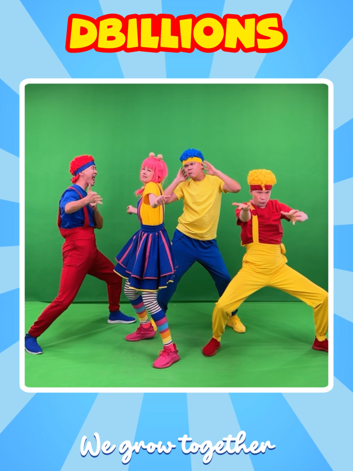 A post by @dbillions_kids_songs on TikTok caption: ✨ Just a little dance to make your day better! Who’s your fave: Cha-Cha, Boom-Boom, Chicky or Lya-Lya? 💛💙❤️💖 👇 Drop their name in the comments! ❤️ Like if this made you smile! #DBillions #DanceChallenge #CuteKids #ToddlerDance #FYP #FunForYou #FamilyVibes #FeelGoodContent #WhoDidItBest