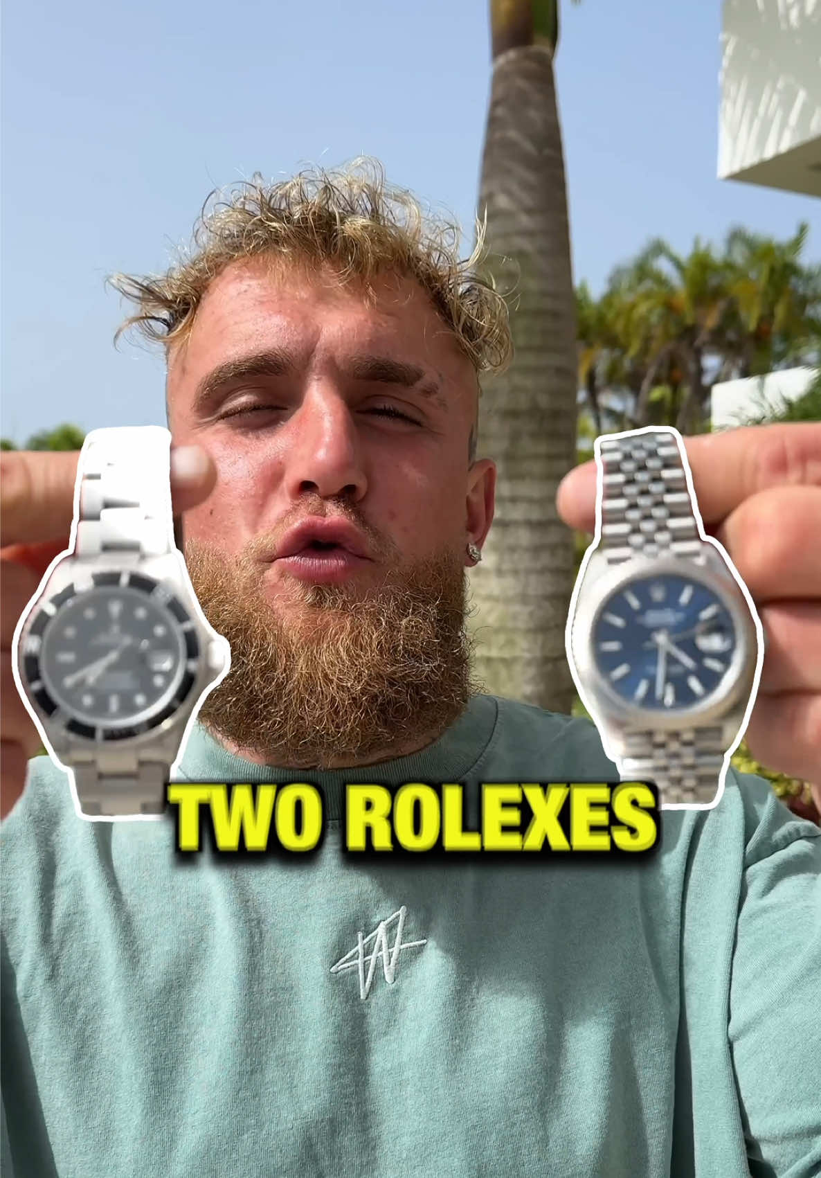 A post by @jakepaul on TikTok caption: I’m giving away two Rolexes 💰 Here’s how to win:  1. Film a video switching your dads deodorant to W 2. Post it using #SwitchToW 3. Follow and Tag @W 