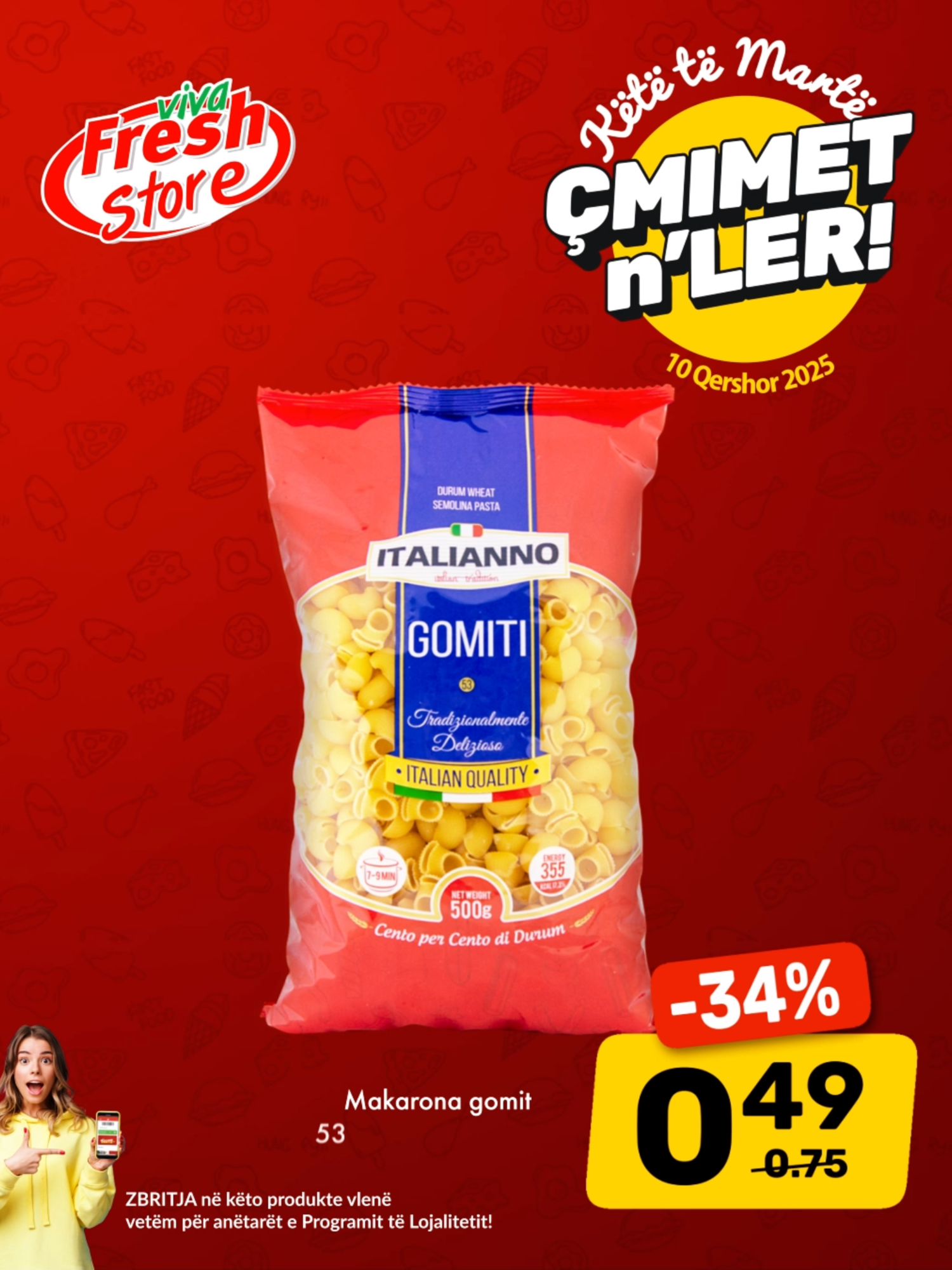 A post by @vivafreshstore_ on TikTok caption: Këtë të Martë🤩🎉 Në Viva Fresh  Çmimet i kemi l'shu n'ler!🔥 Oferta vlenë 10 Qershor 2025⏰ #vivafreshstore #kosova #foryourepage #virale #fyp #zbritje