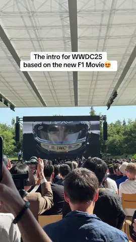 A post by @itsangelicageorges on TikTok caption: F1 baby! This intro was SO GOOD im obsessed!!! #f1movie #f1themovie #wwdc25 #wwdc #applepark 