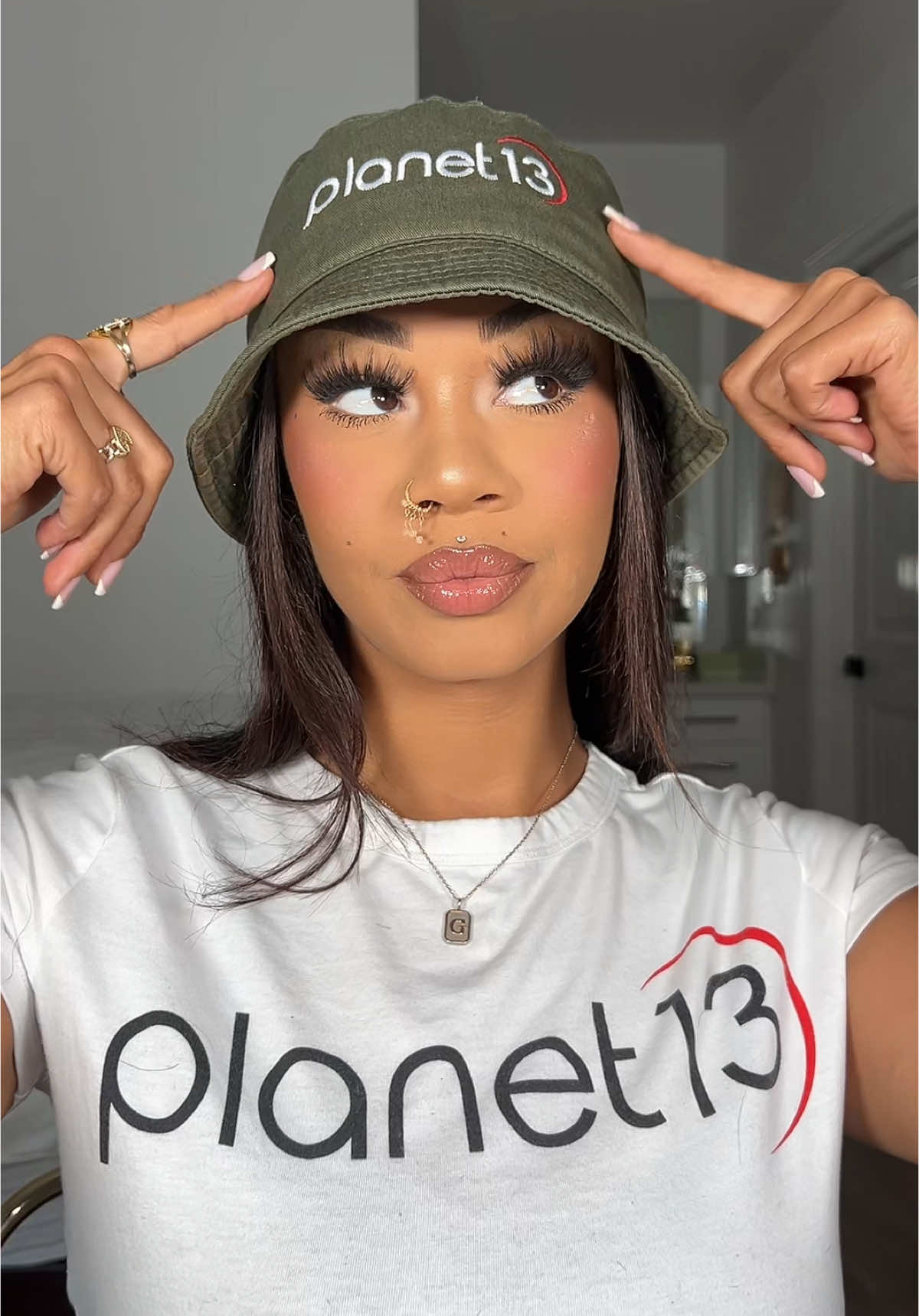 A post by @tijerarayemua on TikTok caption: Planet 13 with the heat.🔥🥵 GRWM “stoned edition”. #grwm #planet13 #grwmmakeup #getreadywithme 